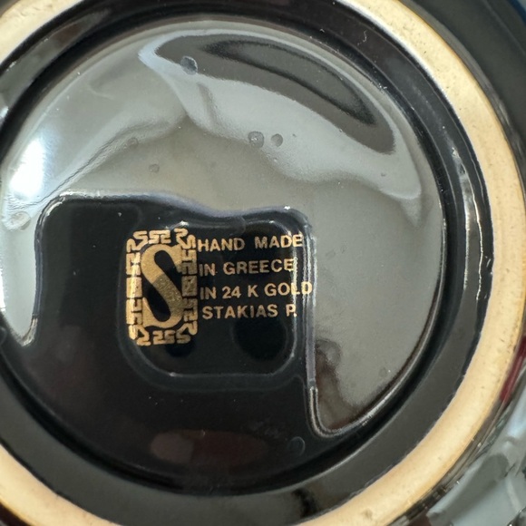 2 Black and Gold Greek Motif Cups and Saucers - Picture 6 of 9